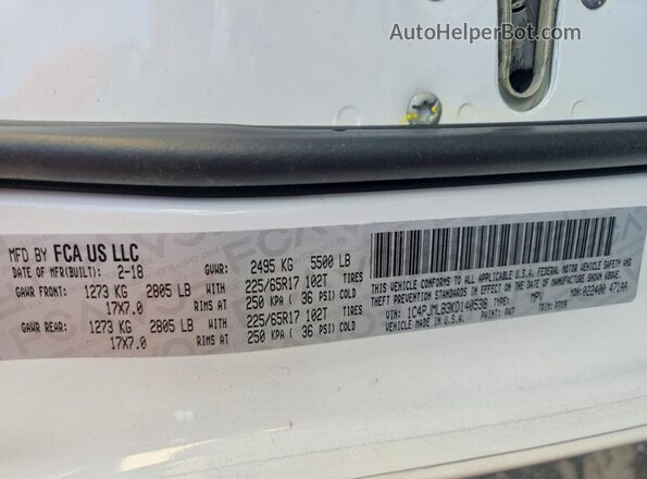 1C4PJMLB3KD140538 2019 JEEP CHEROKEE White სალონის 360-გრადუსიანი ხედი