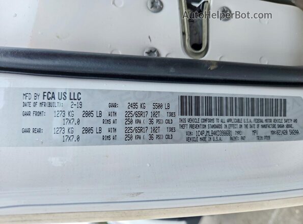 1C4PJMLB4KD398681 2019 JEEP CHEROKEE White Вид наклейки з VIN-кодом