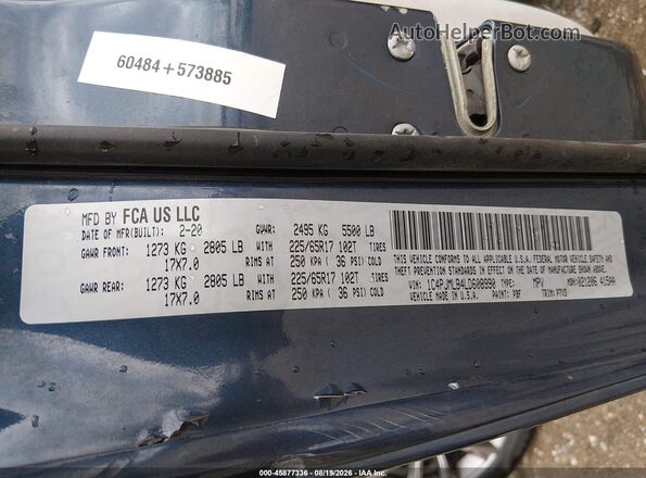 1C4PJMLB4LD608990 2020 JEEP CHEROKEE Blue ძრავის განყოფილების ხედი