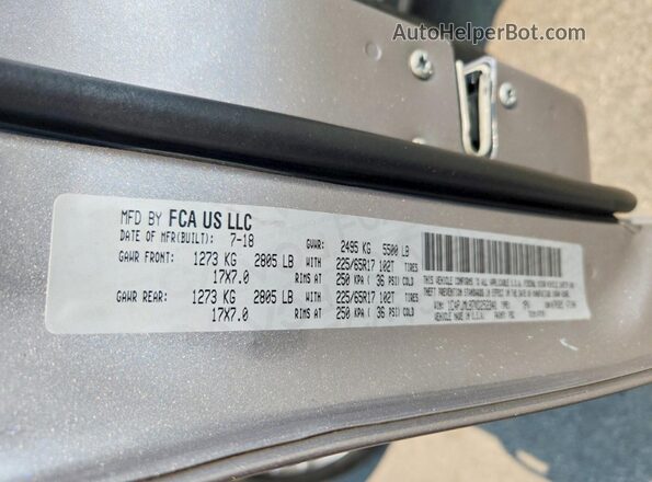 1C4PJMLB7KD252341 2019 JEEP CHEROKEE Silver VIN კოდის სტიკერის ხედი