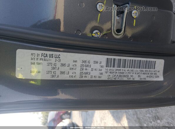 1C4PJMLB8KD390258 2019 JEEP CHEROKEE Gray Engine compartment view