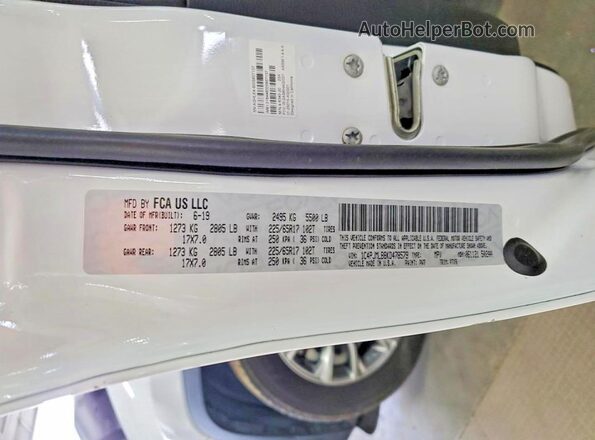 1C4PJMLB8KD478579 2019 JEEP CHEROKEE White VIN sticker view