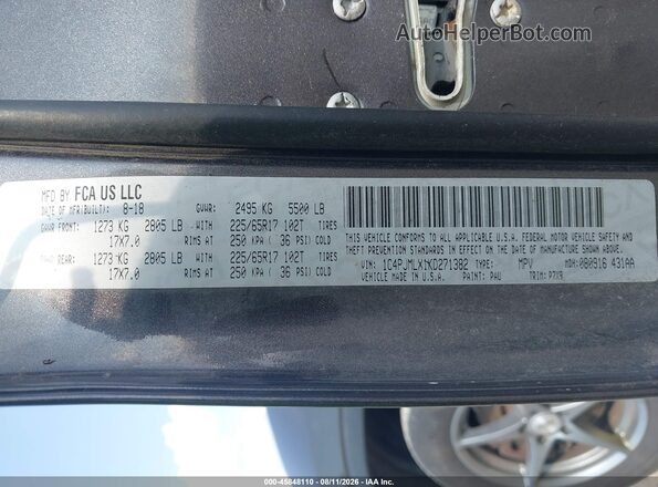 1C4PJMLX1KD271382 2019 JEEP CHEROKEE Gray Widok komory silnika