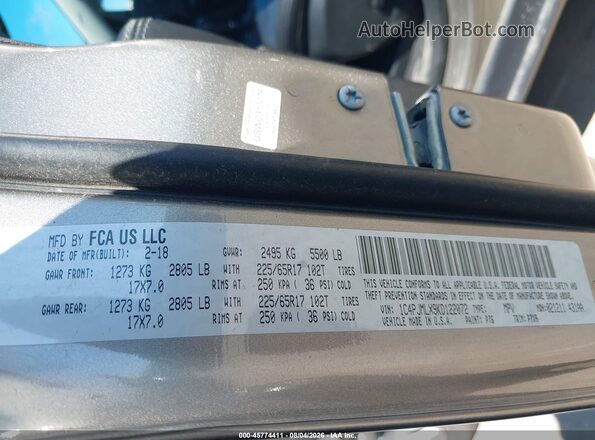 1C4PJMLX9KD122072 2019 JEEP CHEROKEE Gray Vista del compartimento del motor