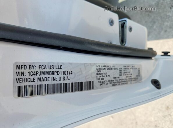 1C4PJMMB9PD110174 2023 JEEP CHEROKEE White VIN կոդի պիտակի տեսք