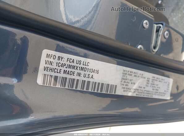 1C4PJMMX1MD113416 2021 JEEP CHEROKEE Синий Вид подкапотного пространства