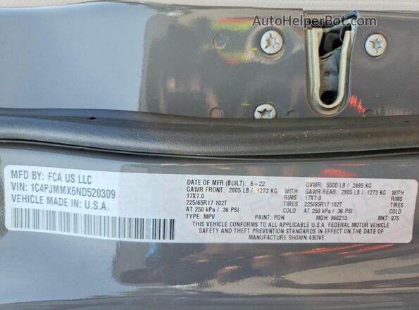 1C4PJMMX6ND520309 2022 JEEP CHEROKEE Gray 360 interior view