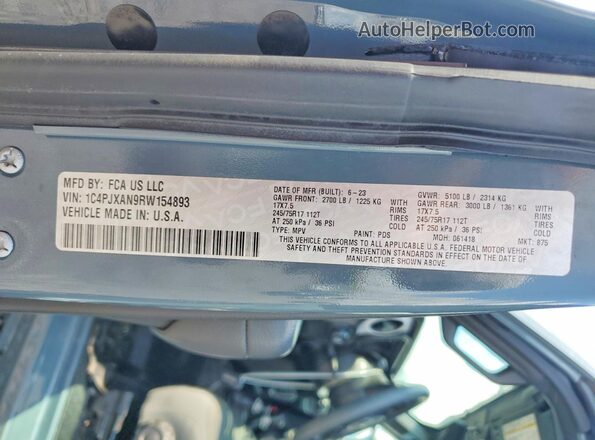 1C4PJXAN9RW154893 2024 JEEP WRANGLER Gray Vista de la etiqueta del VIN