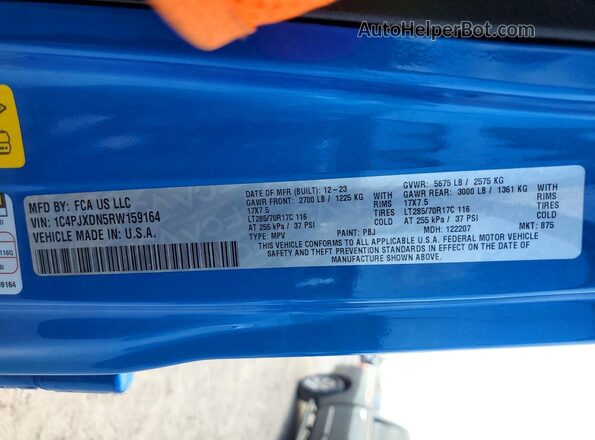 1C4PJXDN5RW159164 2024 JEEP WRANGLER Blue Widok naklejki z numerem VIN