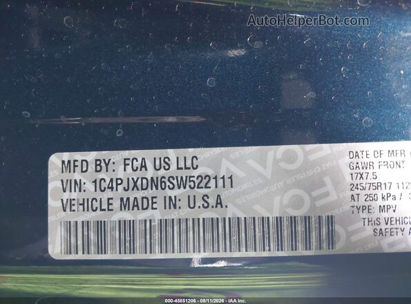 1C4PJXDN6SW522111 2025 JEEP WRANGLER Teal Вид підкапотного простору