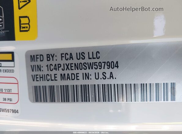 1C4PJXEN0SW597904 2025 JEEP WRANGLER Белый Вид подкапотного пространства