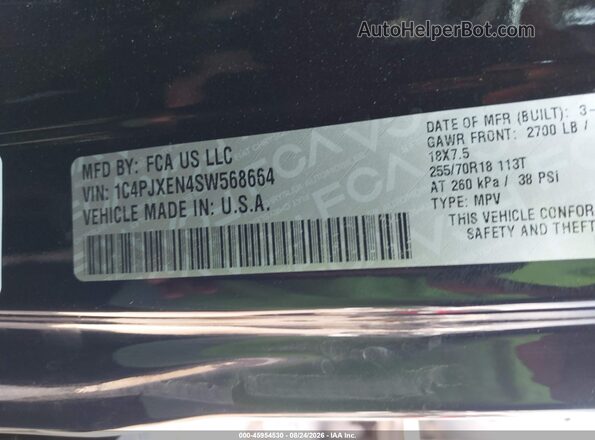 1C4PJXEN4SW568664 2025 JEEP WRANGLER Black Widok komory silnika