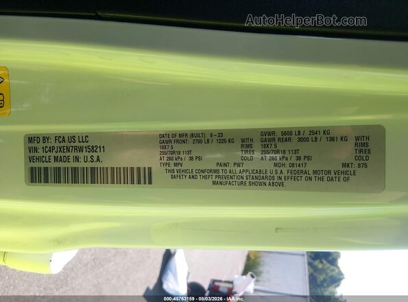 1C4PJXEN7RW158211 2024 JEEP WRANGLER White Շարժիչի բաժամունքի տեսք