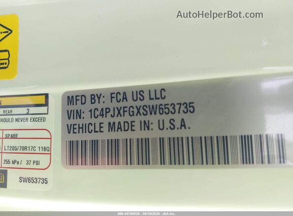 1C4PJXFGXSW653735 2025 JEEP WRANGLER White Շարժիչի բաժամունքի տեսք