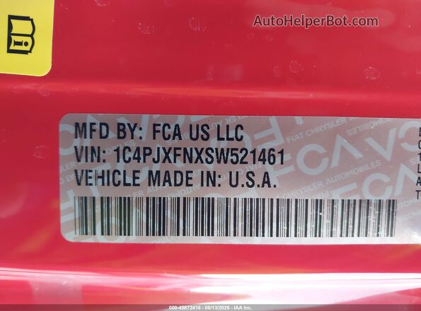 1C4PJXFNXSW521461 2025 JEEP WRANGLER Red Vista del compartimento del motor