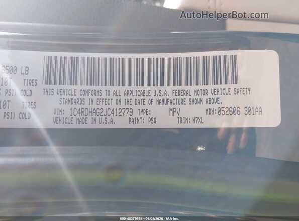 1C4RDHAG2JC412779 2018 DODGE DURANGO Light Blue Engine compartment view