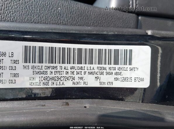 1C4RDHAG3HC724734 2017 DODGE DURANGO Black Շարժիչի բաժամունքի տեսք