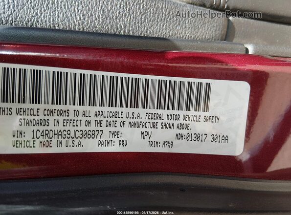 1C4RDHAG9JC306877 2018 DODGE DURANGO Maroon Vista del compartimento del motor
