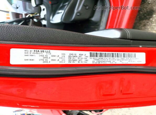 1C4RDHDG3KC575258 2019 DODGE DURANGO Красный Вид наклейки с VIN-кодом