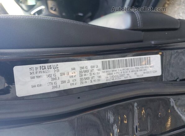 1C4RDHDG3LC320577 2020 DODGE DURANGO Black VIN კოდის სტიკერის ხედი