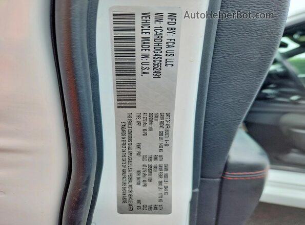 1C4RDHDG4SC552491 2025 DODGE DURANGO White Vista de la etiqueta del VIN