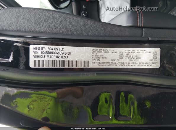1C4RDHDG6SC545459 2025 DODGE DURANGO Black Շարժիչի բաժամունքի տեսք