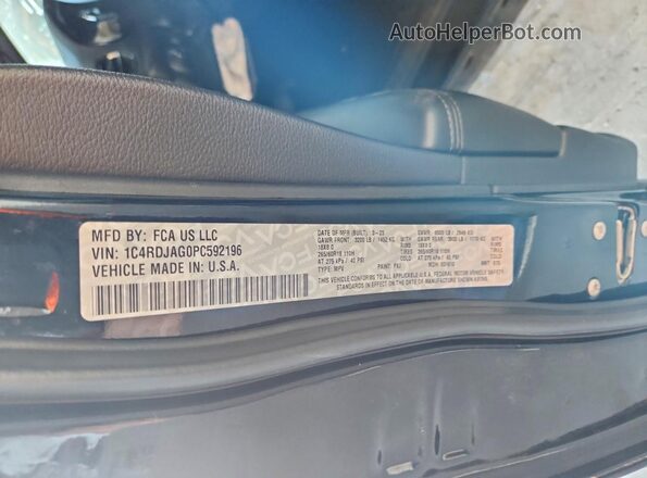 1C4RDJAG0PC592196 2023 DODGE DURANGO Black Вид наклейки з VIN-кодом