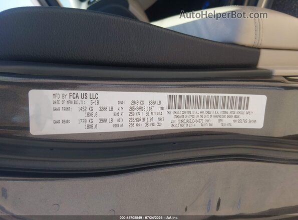 1C4RDJAG5JC414971 2018 DODGE DURANGO Gray Շարժիչի բաժամունքի տեսք