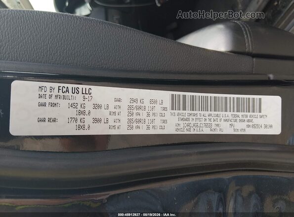1C4RDJAG6JC176533 2018 DODGE DURANGO Black Widok komory silnika