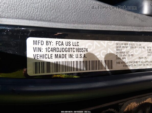 1C4RDJDG0TC165574 2026 DODGE DURANGO Black Engine compartment view