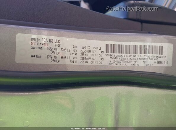 1C4RDJDG3GC485980 2016 DODGE DURANGO Silver Engine compartment view