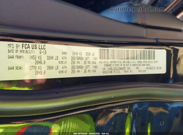 1C4RDJDG3JC304979 2018 DODGE DURANGO Black Engine compartment view