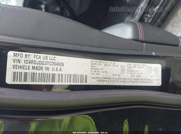 1C4RDJDG3TC204626 2026 DODGE DURANGO Black Շարժիչի բաժամունքի տեսք