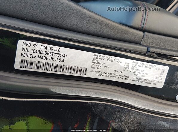1C4RDJDG3TC204741 2026 DODGE DURANGO Black Вид підкапотного простору