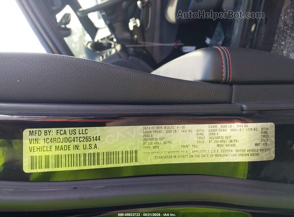 1C4RDJDG4TC265144 2026 DODGE DURANGO Черный Вид подкапотного пространства