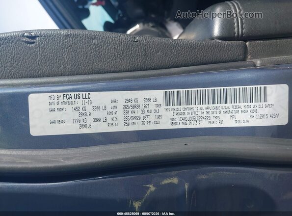 1C4RDJDG5LC224229 2020 DODGE DURANGO Blue Вид підкапотного простору