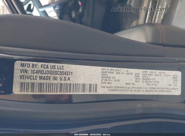 1C4RDJDG5SC554371 2025 DODGE DURANGO Черный Вид подкапотного пространства