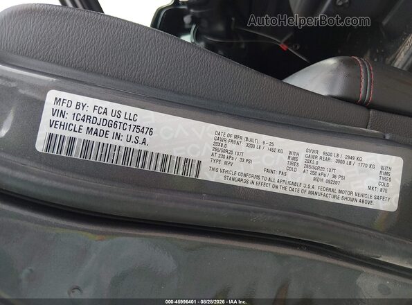 1C4RDJDG6TC175476 2026 DODGE DURANGO Black Շարժիչի բաժամունքի տեսք