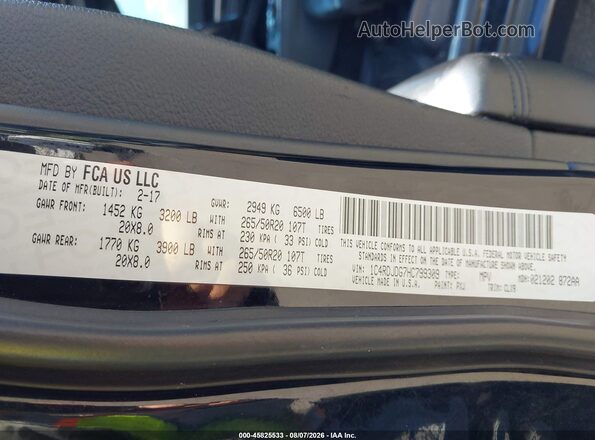 1C4RDJDG7HC799309 2017 DODGE DURANGO Black Vista del compartimento del motor