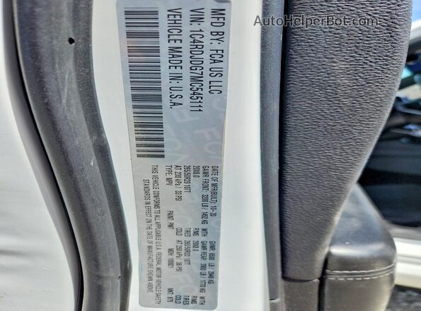 1C4RDJDG7MC545111 2021 DODGE DURANGO White Vista de la etiqueta del VIN