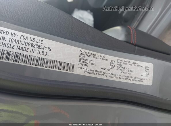 1C4RDJDG9SC554115 2025 DODGE DURANGO Серый Вид подкапотного пространства