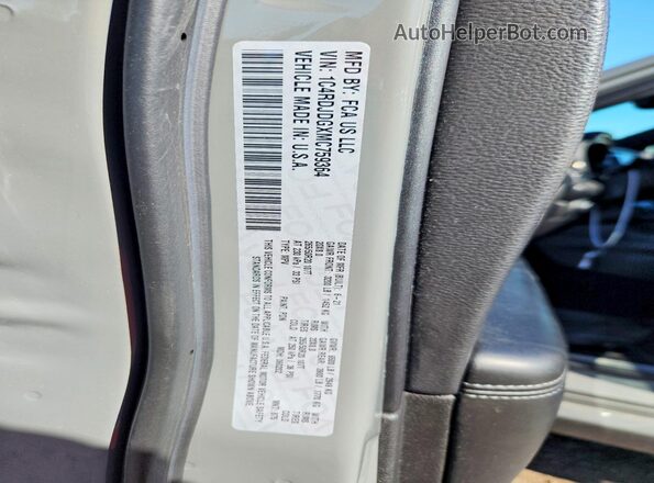 1C4RDJDGXMC759364 2021 DODGE DURANGO Gray VIN sticker view
