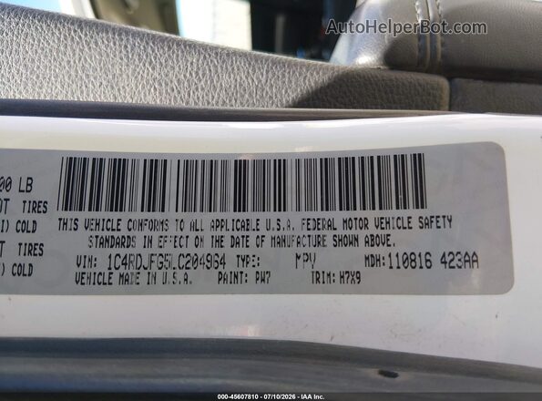 1C4RDJFG5LC204964 2020 DODGE DURANGO White Widok komory silnika