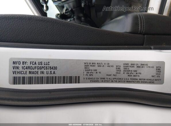 1C4RDJFG6PC678430 2023 DODGE DURANGO Белый Вид подкапотного пространства