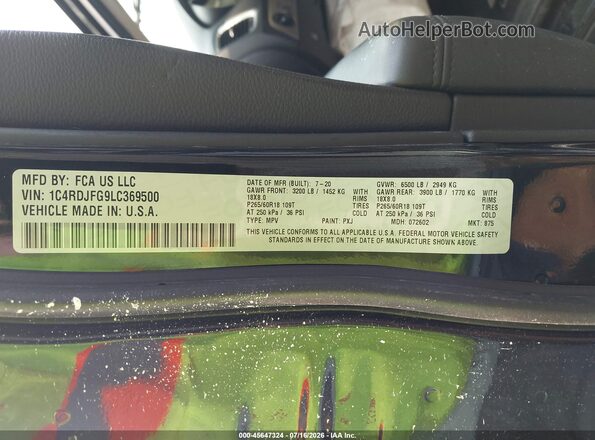 1C4RDJFG9LC369500 2020 DODGE DURANGO Черный Вид подкапотного пространства