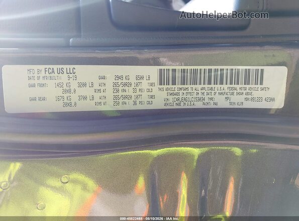1C4RJEAG1LC153034 2020 JEEP GRAND CHEROKEE Gray Вид підкапотного простору