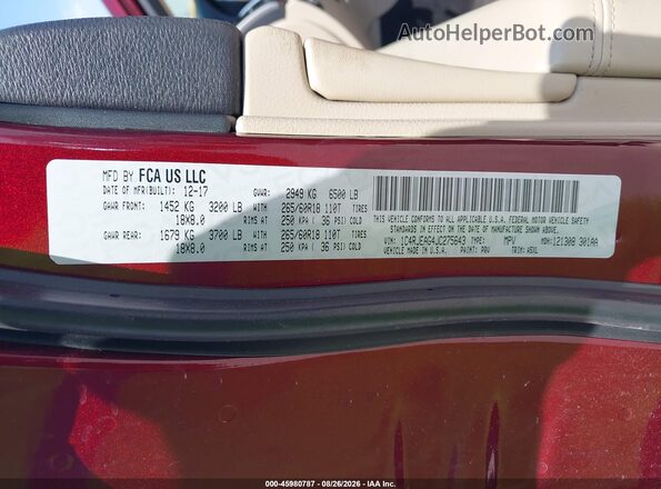 1C4RJEAG4JC275643 2018 JEEP GRAND CHEROKEE Red Շարժիչի բաժամունքի տեսք
