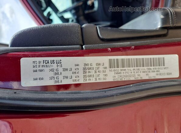 1C4RJEAG6HC621525 2017 JEEP GRAND Maroon VIN კოდის სტიკერის ხედი
