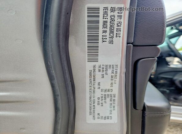 1C4RJEAG6MC791197 2021 JEEP GRAND Silver VIN sticker view