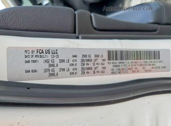 1C4RJEAG7LC244972 2020 JEEP GRAND White Vista de la etiqueta del VIN